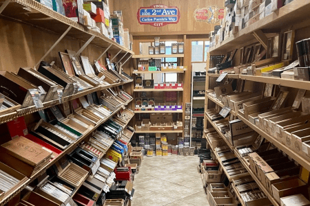 F&M Cigars 3 Central isle of the walk-in humidor at F&M Cigars